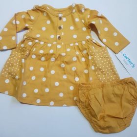 Carter's mustard polka dot dress set
