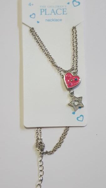 Children's Place necklace with pink heart and silver star
