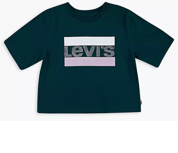 Deep teal short sleeve high rise Levis top