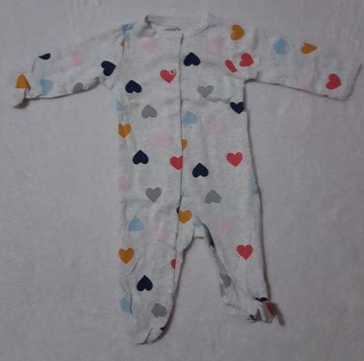 Carter's 3M grey sleeper with multi coloured hearts