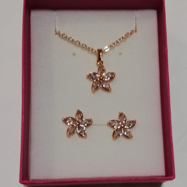 Chain, Pendant & Earring Set. Gold Plated