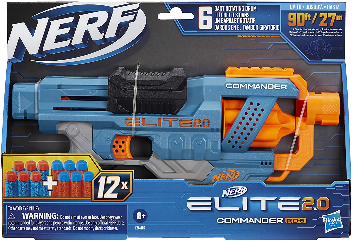 Nerf Elite 2.0 Commander Rd-6 Blaster, 12 Nerf Elite Darts, 6-Dart Rotating  Drum, Christmas Gift Toys For Kids Teens And Adults, Christmas Toys, Toys