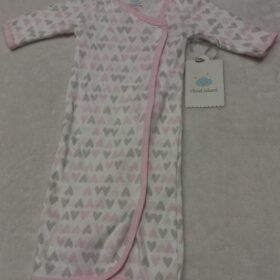 Cloud Island preemie white sleeper with pink and grey hearts