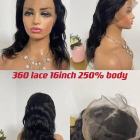 unprocessed wig 360 16" body wave