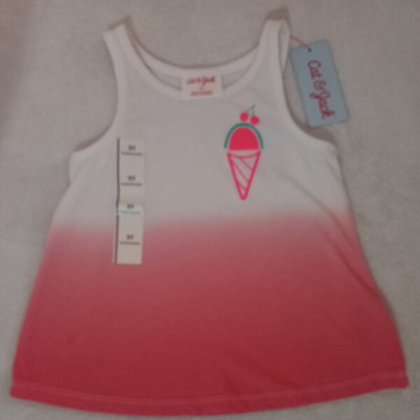 Cat and Jack pink and white 2T armhole vest with ice cream