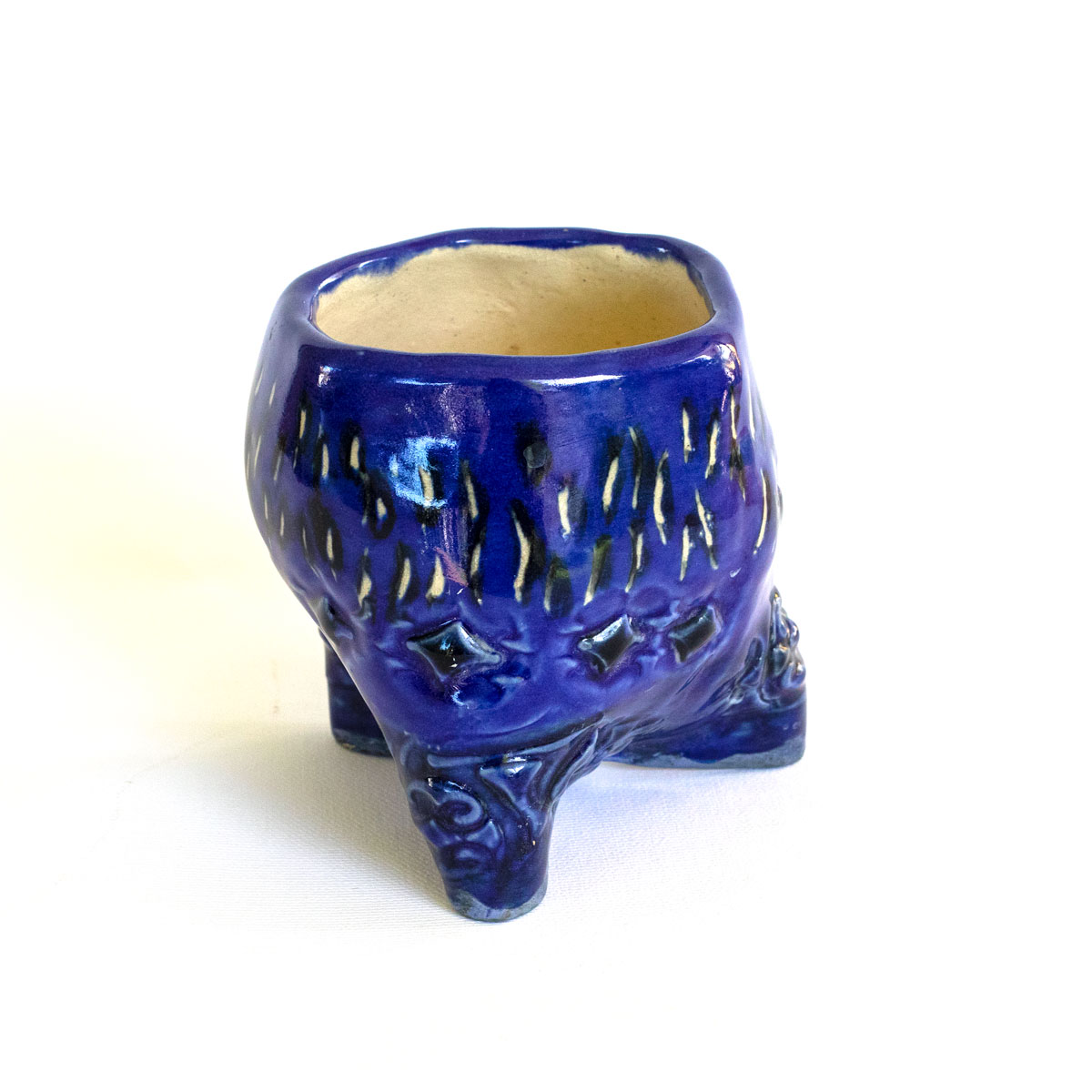 Blue ceramic planter