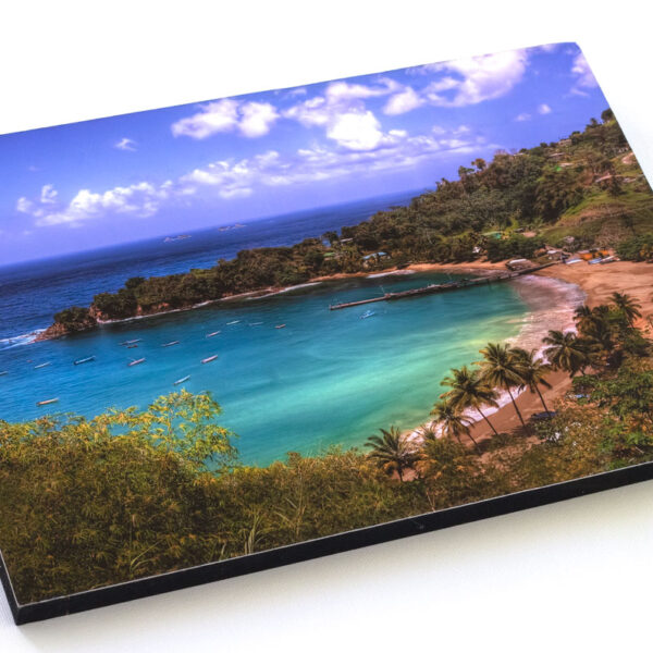 Block mounted Giclée Print of Parlatuvier Bay in Tobago