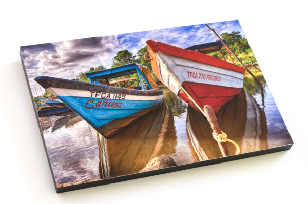 Block mounted Giclée Print of 2 Pirogues taken at Felicity River