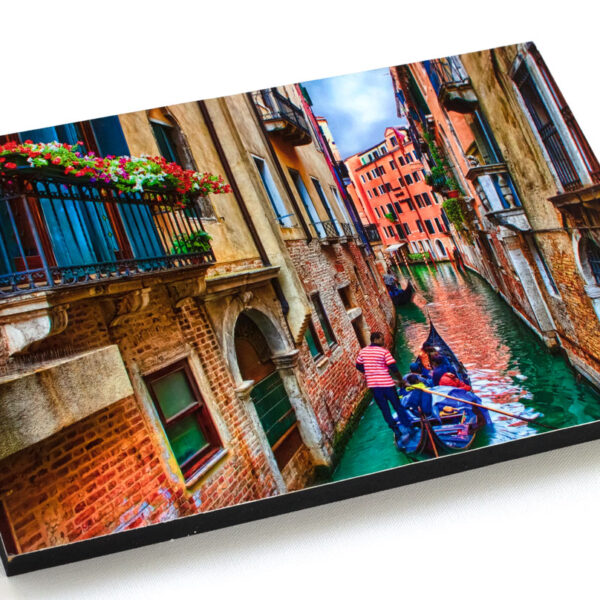 Block mounted Giclée Print of a Canal in Venice