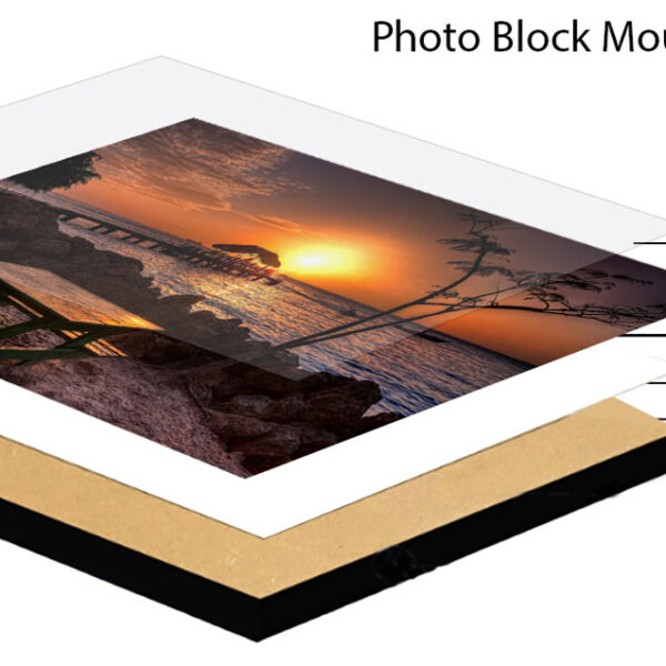 Alternative view of Block mounted Giclée Print of pirogues at Mayaro Beach