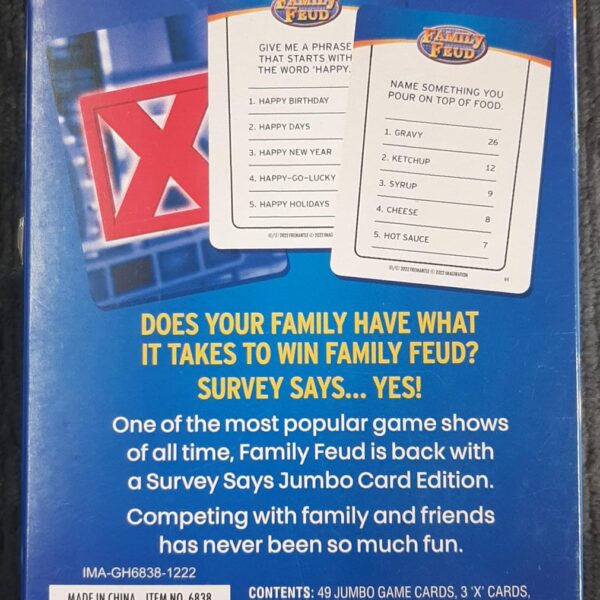 Alternative view of Family Feud Survey Says Jumbo Card Game