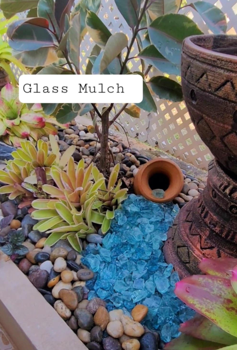 55 lbs. of Tahitian 3-5cm Tumbled, Crushed Glass Rocks Blend ideal for landscaping, crafts, water features, planters. - Image 3