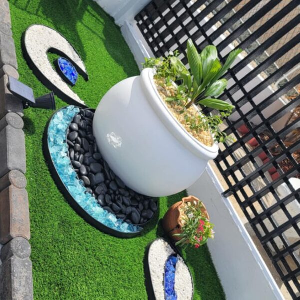 Alternative view of 55 lbs. of Frosted River 3-5cm Tumbled, Crushed Glass Rocks Blend ideal for landscaping, crafts, water features, planters.