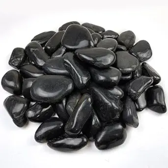 Alternative view of Imported Black Polished River Rock Decorative Pebbles 2-3cm 55lb bag