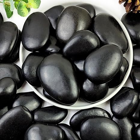 Imported Black Polished River Rock Decorative Pebbles 2-3cm 55lb bag