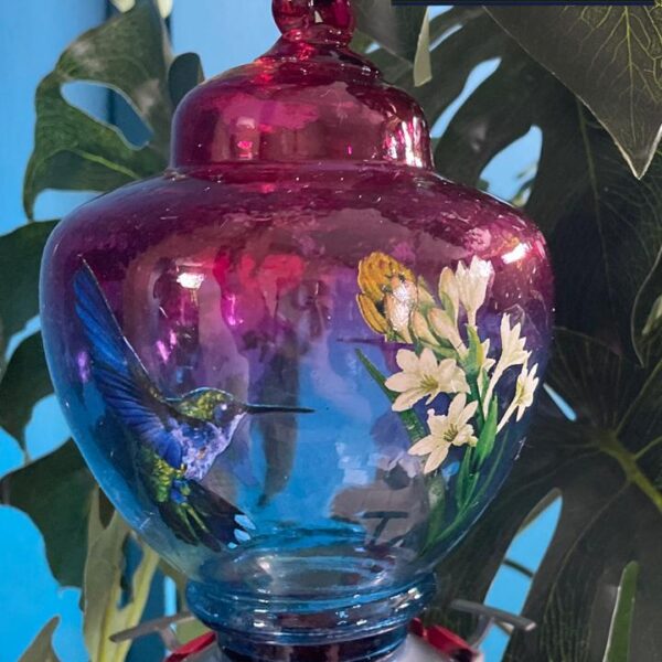 Alternative view of Glass Blown Hummingbird Feeders 32 oz