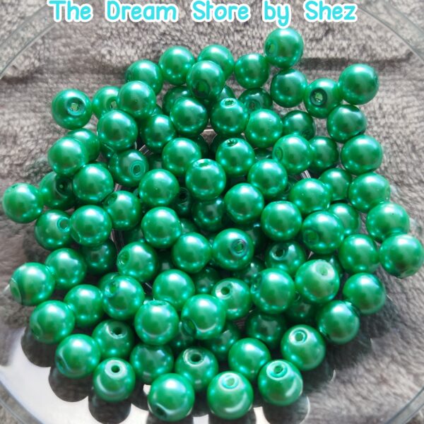 Green 8mm Glass Pearl Bead