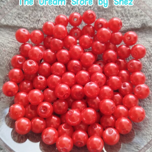 Red 8mm Glass Pearl Bead