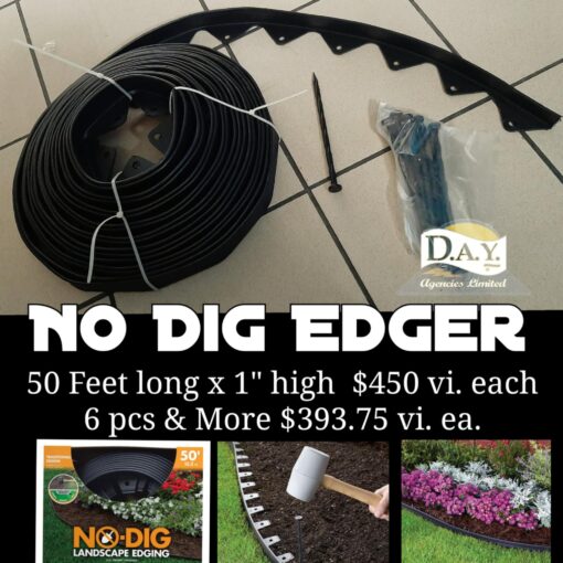 Heavy Duty No-Dig Landscape Edging - 50' Kit, Black
