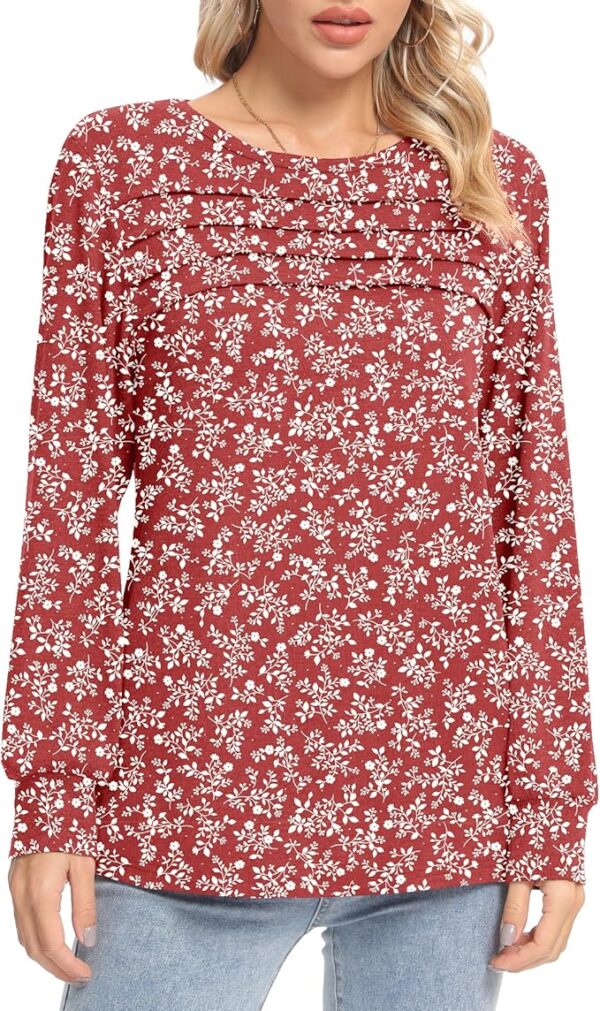 Womens Long Sleeve Shirts Casual Blouses Crewneck Tunic Dressy Tops Trendy