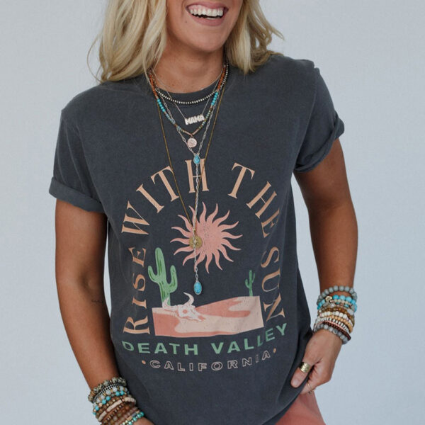 Dark Grey RISE WITH THE SUN Graphic Tee (Medium)