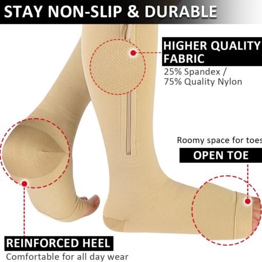 Morlife Compression Zippered socks - Open Toe