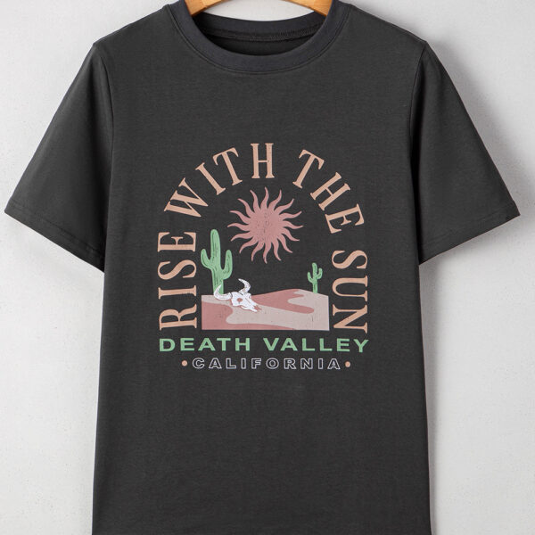 Alternative view of Dark Grey RISE WITH THE SUN Graphic Tee (Large)