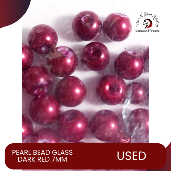 Pearl Bead Dyed Glass Dark Red 7mm
