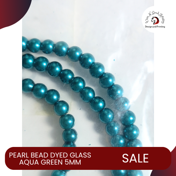 Pearl Bead Dyed Glass Aqua Green 5mm