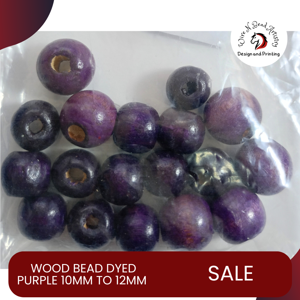 Wood Bead Dyed Purple 10mm to12mm Variety size - Image 2
