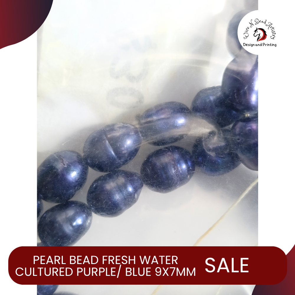 Pearl Bead Fresh Water Cultured Purple/Blue 9mmx7mm