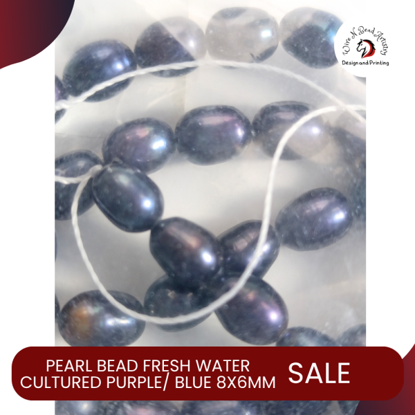 Pearl Bead Fresh Water Cultured Purple/Blue 8mmx6mm