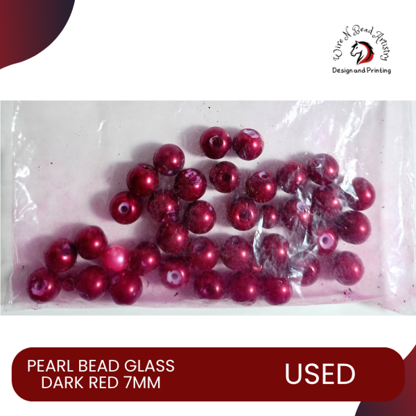 Alternative view of Pearl Bead Dyed Glass Dark Red 7mm