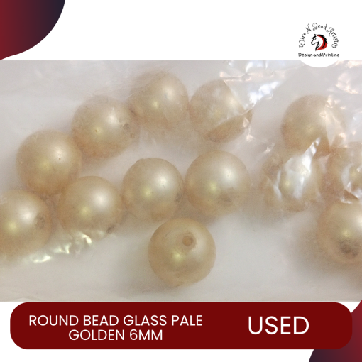 Pearl Bead Dyed Glass Pale Golden 6mm