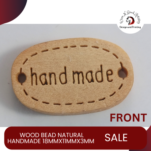 Wood Bead Natural Handmade Tag 18mmx11mmx3mm