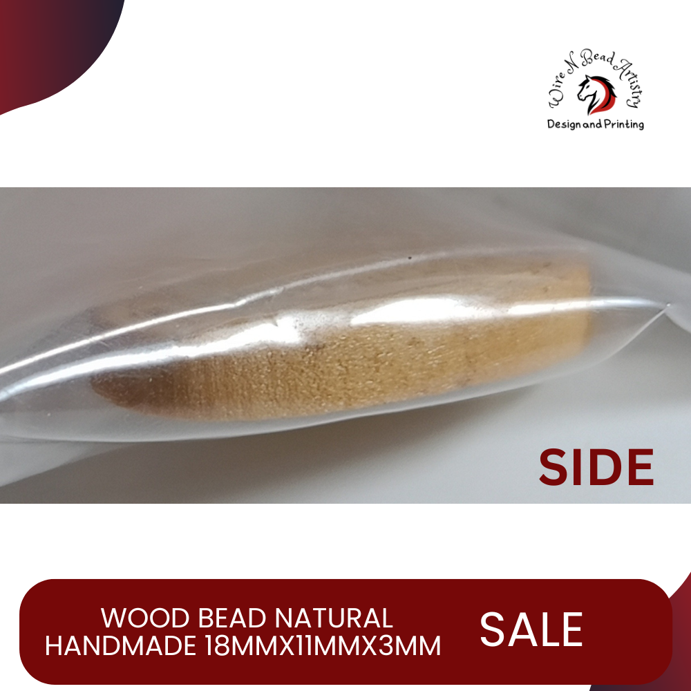 Wood Bead Natural Handmade Tag 18mmx11mmx3mm - Image 3