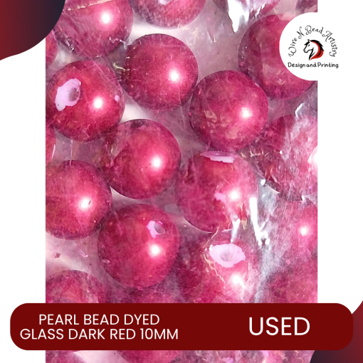 Pearl Bead Dyed Glass Dark Red 10mm