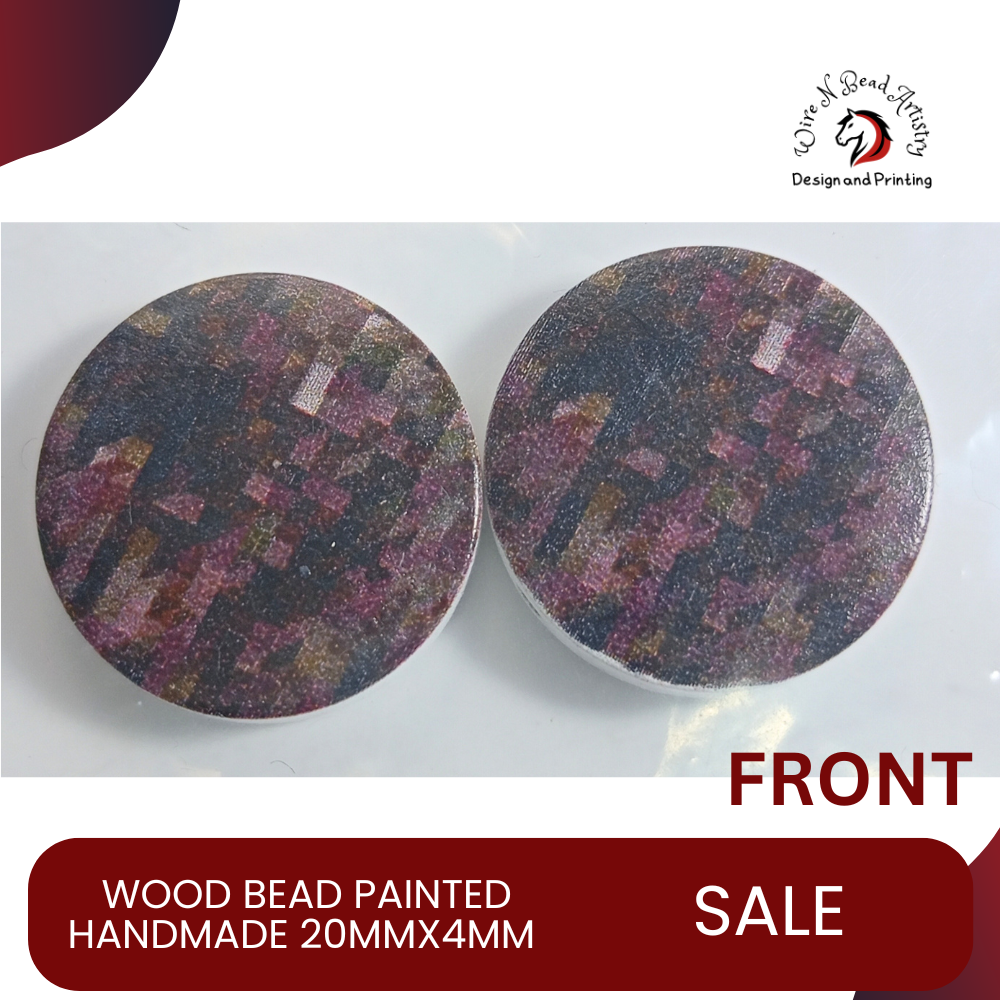 Wood Bead Painted Variety Pattern 20mmx4mm