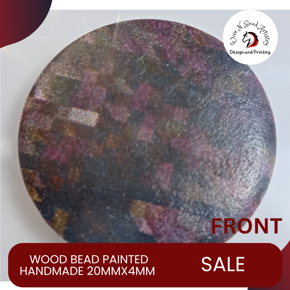 Wood Bead Painted Variety Pattern 20mmx4mm