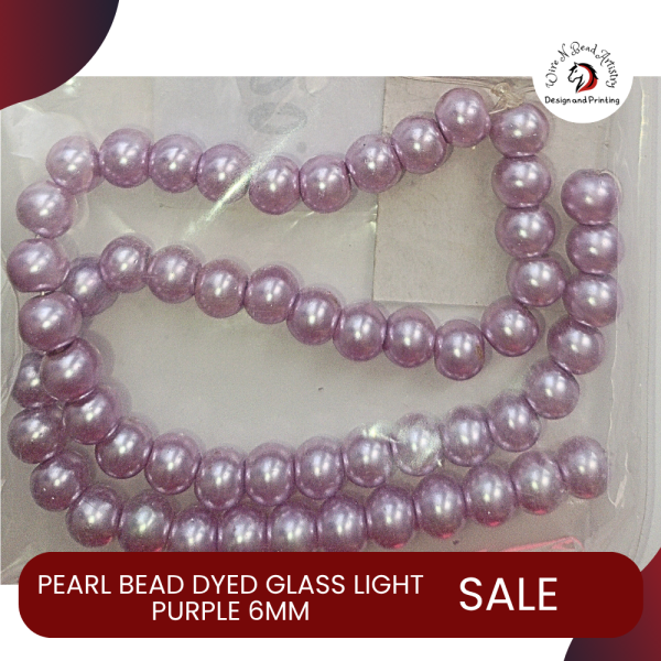 Alternative view of Pearl Bead Dyed Glass Light Purple 6mm