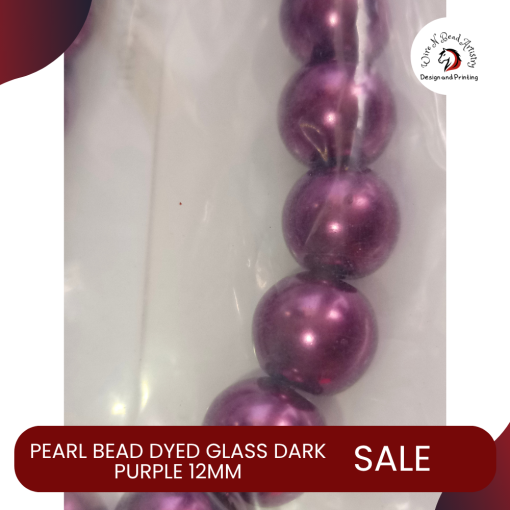 Pearl Bead Dyed Glass Dark Purple 12mm