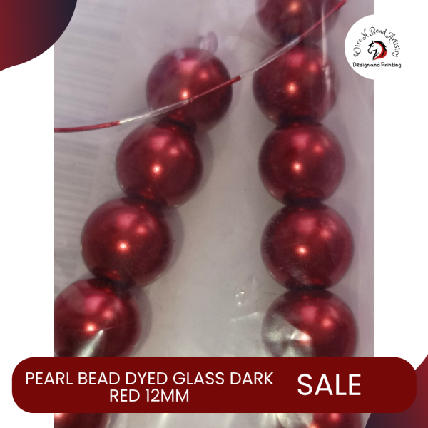 Pearl Bead Dyed Glass Dark Red 12mm