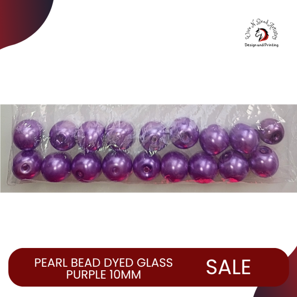 Alternative view of Pearl Bead Dyed Glass Purple 10mm