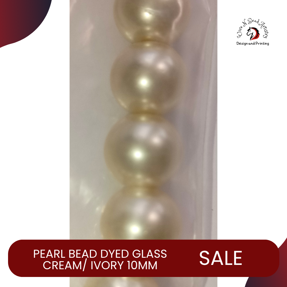Pearl Bead Dyed Glass Cream/Ivory 10mm