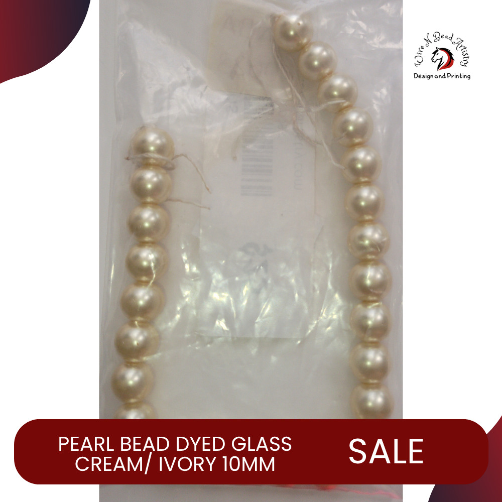 Pearl Bead Dyed Glass Cream/Ivory 10mm - Image 2