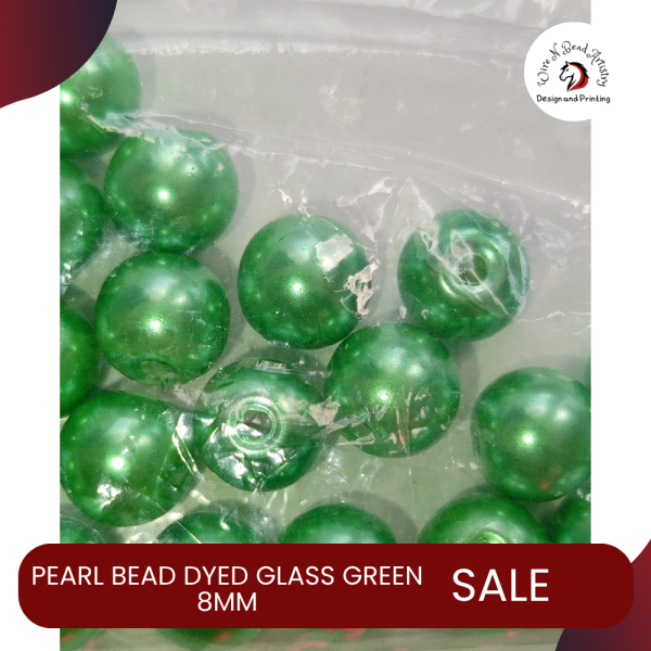 Pearl Bead Dyed Glass Green 8mm