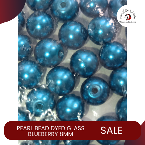 Pearl Bead Dyed Glass Blueberry 8mm