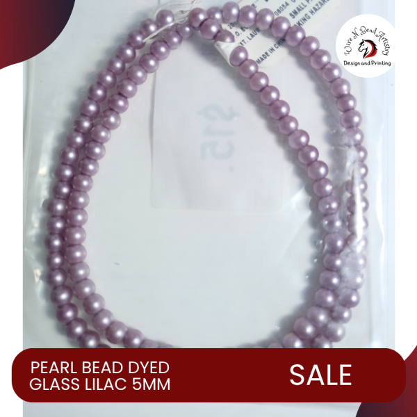 Alternative view of Pearl Bead Dyed Glass Lilac 5mm