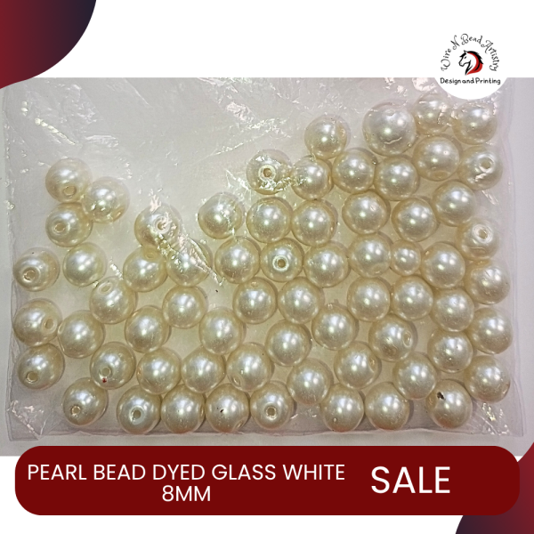 Alternative view of Pearl Bead Dyed Glass White 8mm