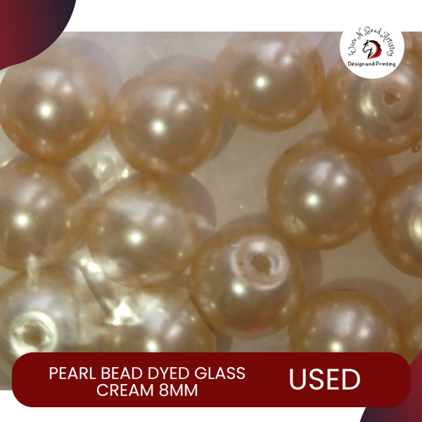 Pearl Bead Dyed Glass Cream 8mm